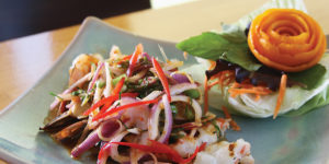  A spicy shrimp salad gets dinner off to a good start at Lemongrass.Photo by Stacy Zarin