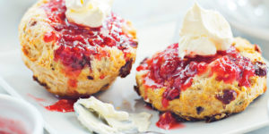  Scones with clotted cream and jam.Photography by Scott Suchman