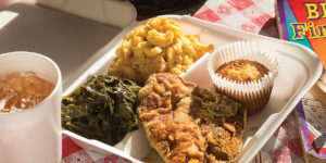  An “Everyday Meal” with a fried pork chop from Georgia Soul Food.Photography by Ryan Lavine