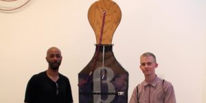  Malcolm Lomax and Daniel Wickerham in front of one of the works from their Sondheim entry.Courtesy of Baltimore Museum of Art