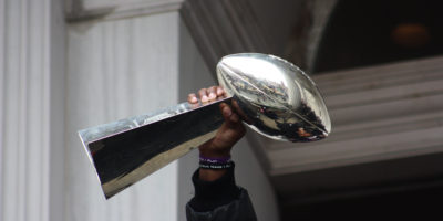  Ray Lewis holds up the Lombardi Trophy in Baltimore after the Ravens won Super Bowl XLVII.Photography by Kaitlin Newman