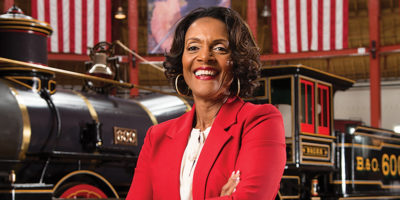  Sheila Dixon poses in the roundhouse at the B&O Railroad Museum on September 13.Photography By Sean Scheidt